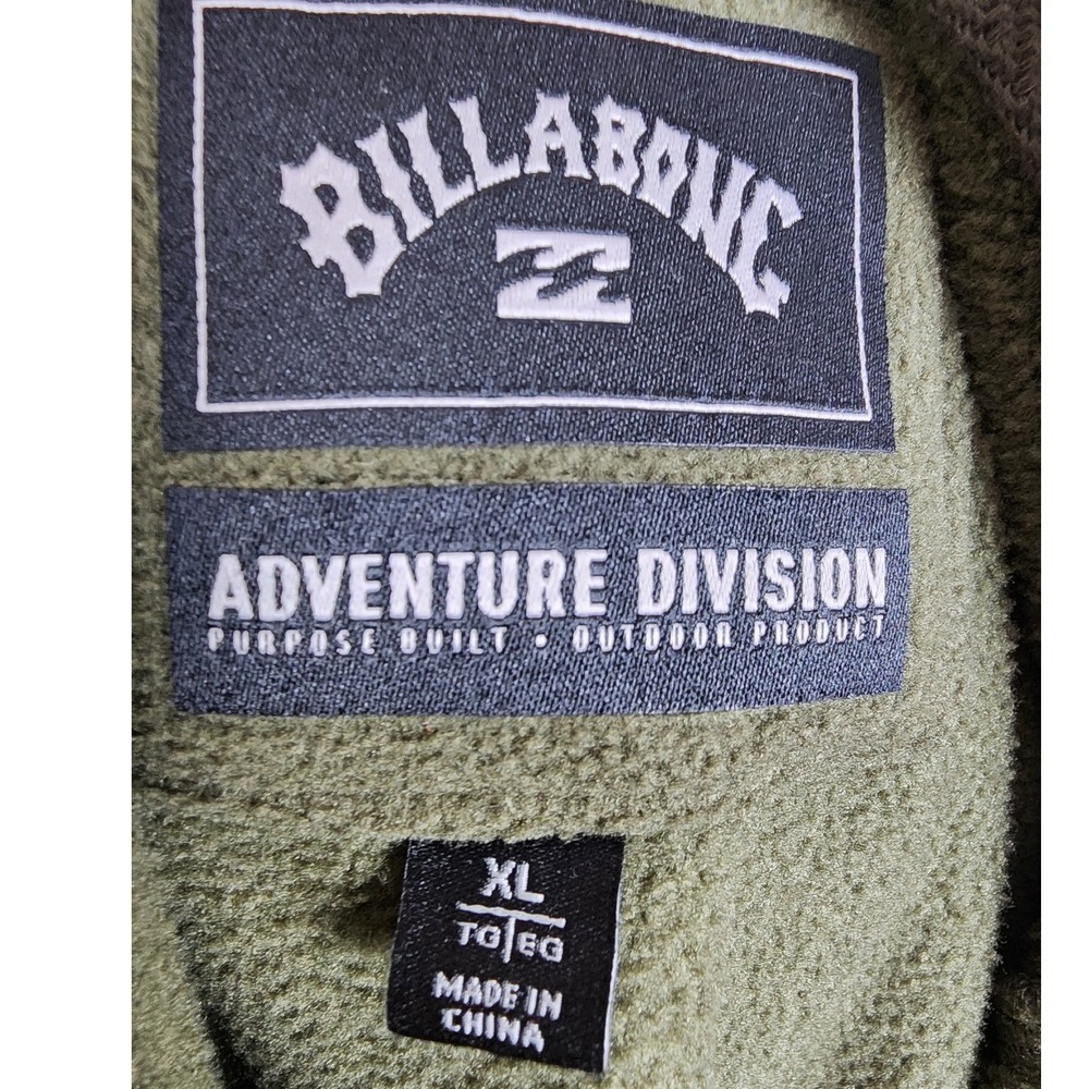 Billabong Adventure Division Fleece Hoodie Mens XL Olive Green Pullover - Picture 7 of 10